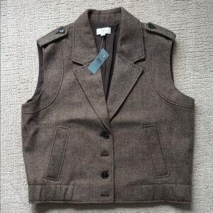 LOFT Brown Vest with Button Detail